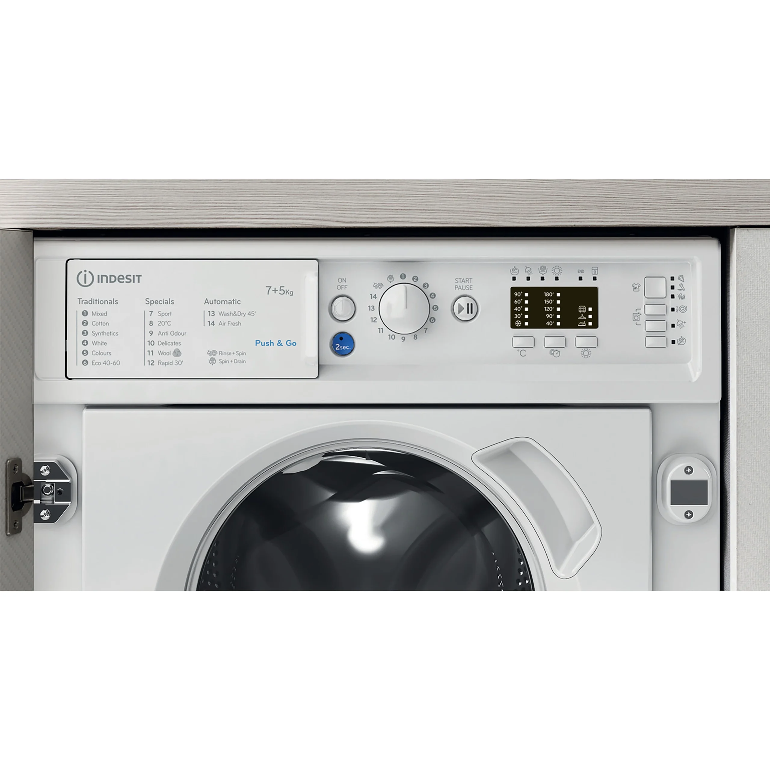 Indesit BIWDIL75125UKN_WH 7kg/5kg Built-in Condenser Washer Dryer - White 7 Indesit BIWDIL75125UKN_WH 7kg/5kg Built-in Condenser Washer Dryer - White - Image 5
