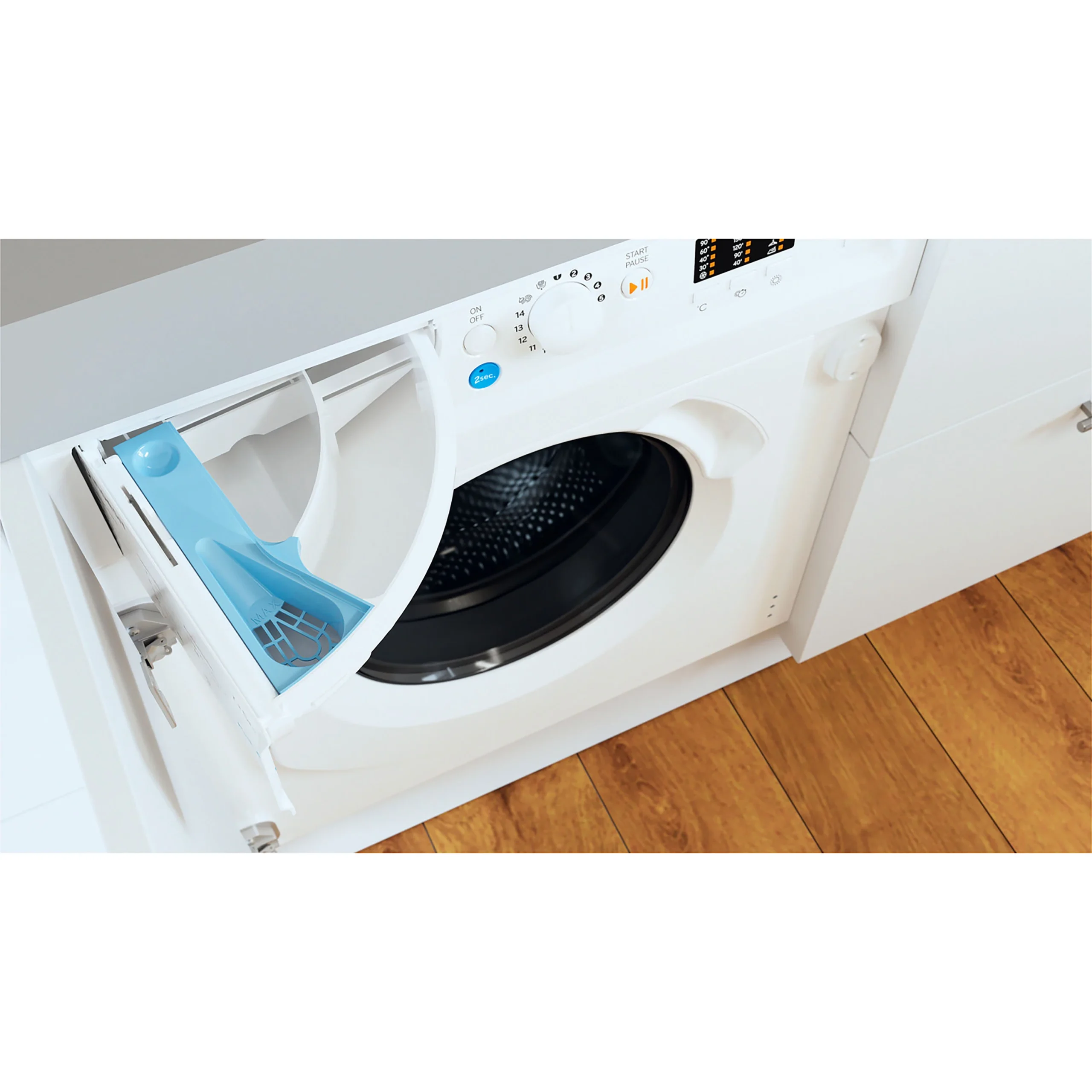 Indesit BIWDIL75125UKN_WH 7kg/5kg Built-in Condenser Washer Dryer - White 8 Indesit BIWDIL75125UKN_WH 7kg/5kg Built-in Condenser Washer Dryer - White - Image 6
