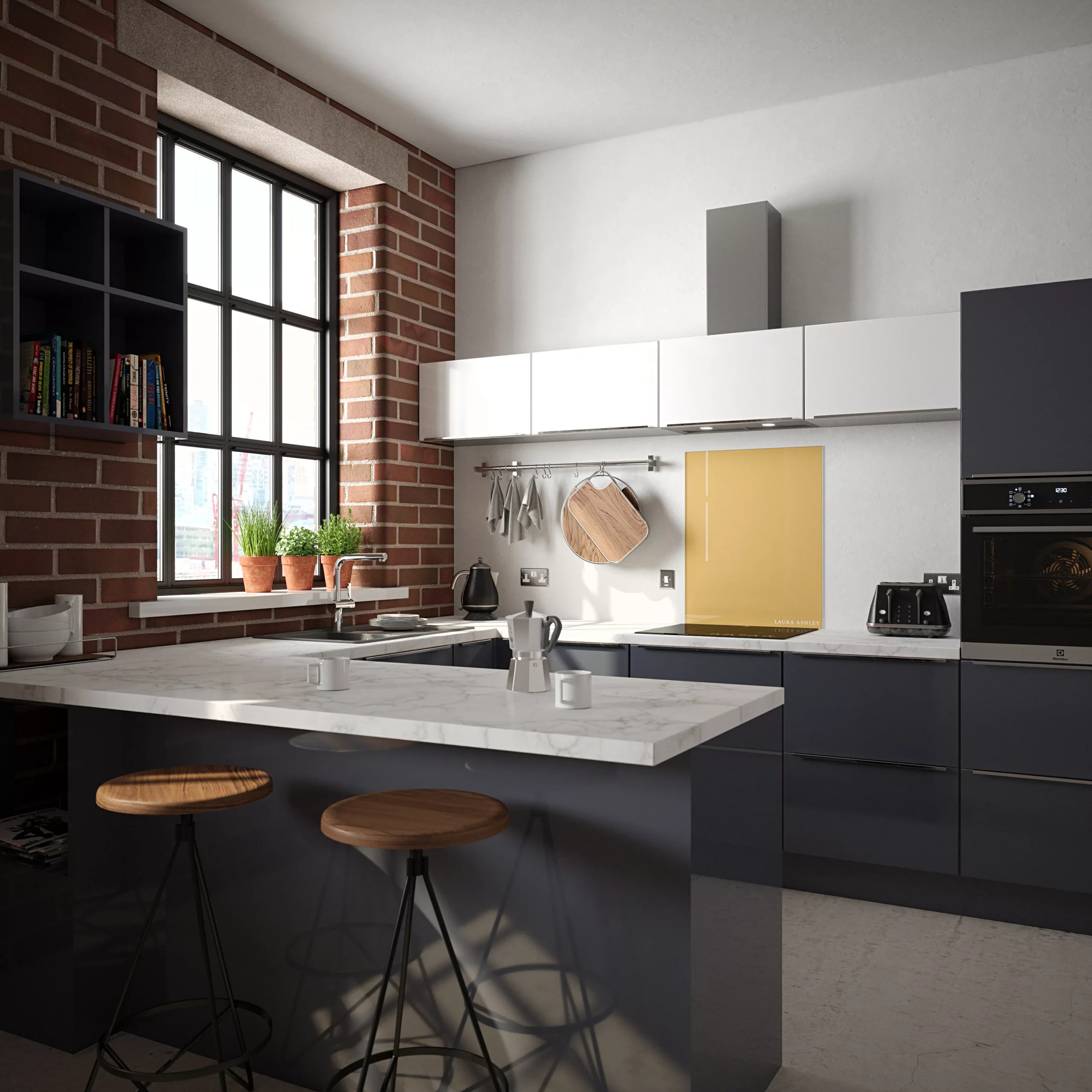 Laura Ashley Brass Geometric Glass Splashback, (H)750mm (W)600mm (T)6mm 5 Laura Ashley Brass Geometric Glass Splashback, (H)750mm (W)600mm (T)6mm - Image 3