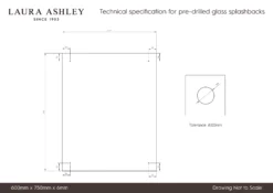 Laura Ashley Clear Glass Splashback, (H)750mm (W)600mm (T)6mm -Prime Kitchen laura ashley clear glass splashback h 750mm w 600mm t 6mm5060729155523 01t bq