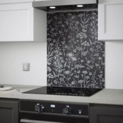 Laura Ashley Lisette Charcoal Silhouette Floral Glass Splashback, (H)750mm (W)600mm (T)6mm -Prime Kitchen laura ashley lisette charcoal silhouette floral glass splashback h 750mm w 600mm t 6mm5060729155479 04i bq