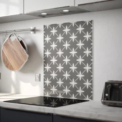 Laura Ashley Wicker Charcoal Geometric Glass Splashback, (H)750mm (W)600mm (T)6mm -Prime Kitchen laura ashley wicker charcoal geometric glass splashback h 750mm w 600mm t 6mm5060729155295 03i bq