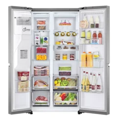 LG GSJV90PZAE_SI American Style Freestanding Frost Free Fridge Freezer - Silver Effect -Prime Kitchen lg gsjv90pzae si american style freestanding frost free fridge freezer silver effect8806091734310 06c bq 1