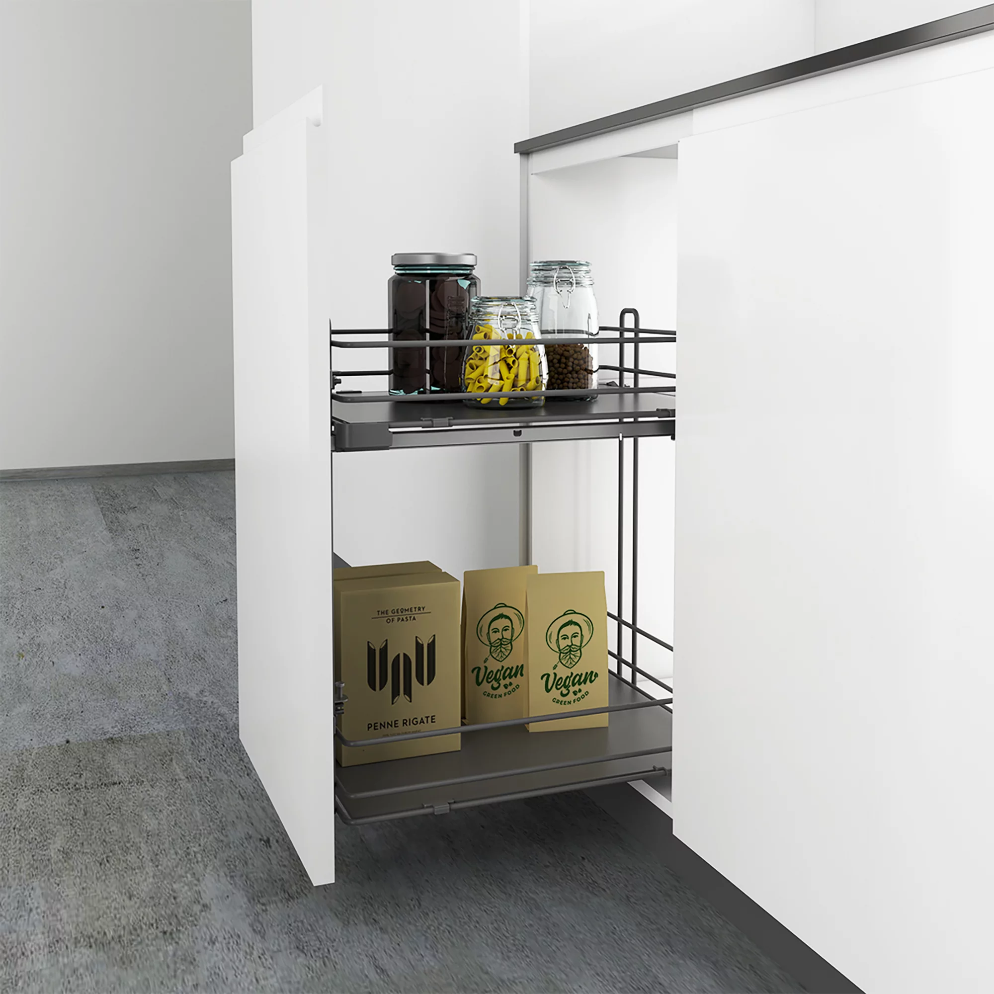 Orion Grey Soft-close Universal Pull-out Storage, (H)506mm (W)400mm 5 Orion Grey Soft-close Universal Pull-out Storage, (H)506mm (W)400mm - Image 3