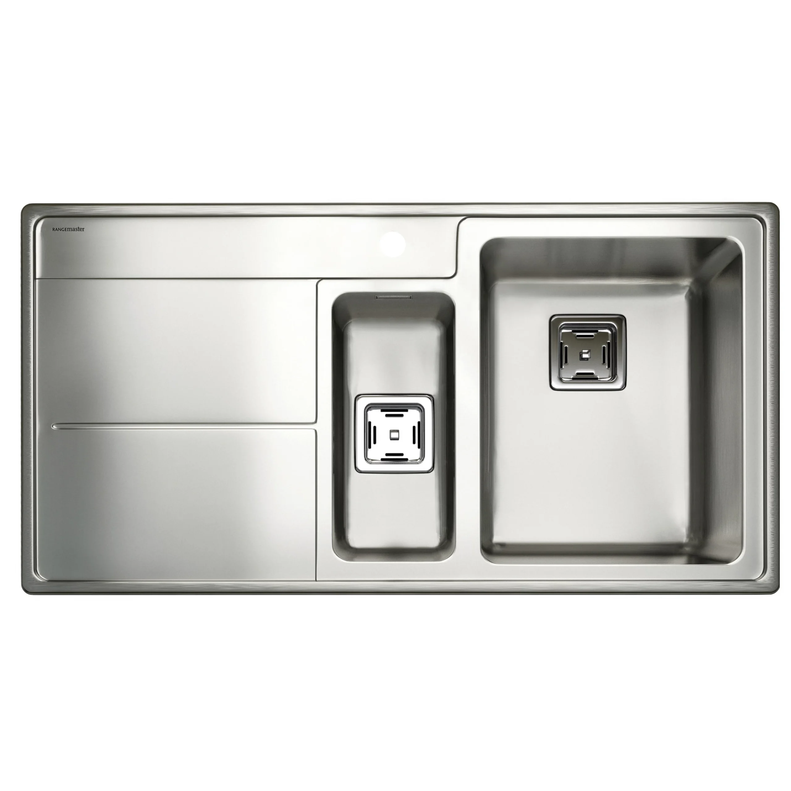 Rangemaster Arlington Brushed Stainless Steel 1.5 Bowl Sink & Drainer LH (W)508mm X (L)985mm 3 Rangemaster Arlington Brushed Stainless Steel 1.5 Bowl Sink & Drainer LH (W)508mm X (L)985mm
