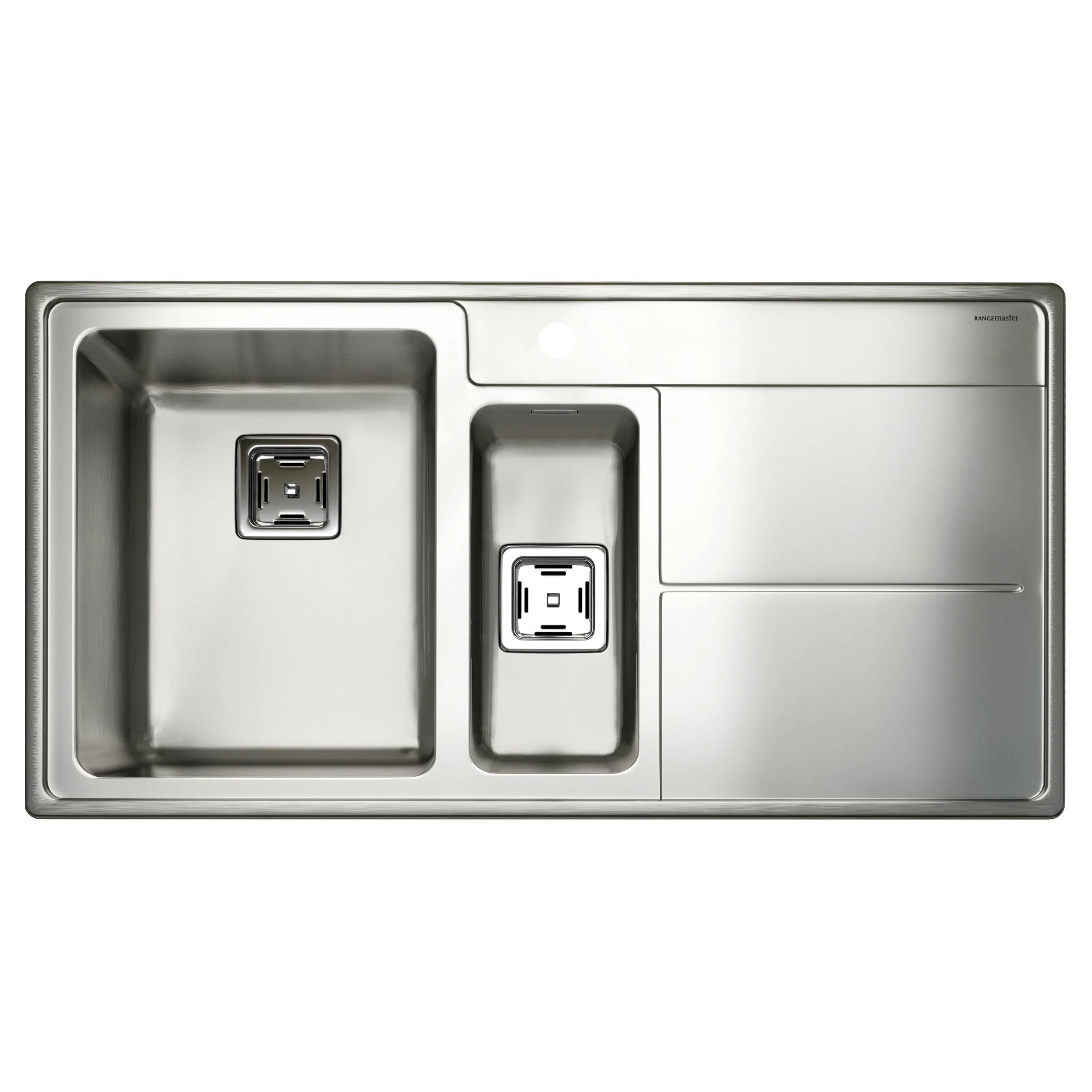 Rangemaster Arlington Brushed Stainless Steel 1.5 Bowl Sink & Drainer RH (W)508mm X (L)985mm 3 Rangemaster Arlington Brushed Stainless Steel 1.5 Bowl Sink & Drainer RH (W)508mm X (L)985mm
