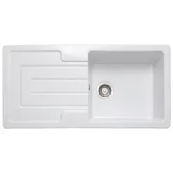 Rangemaster Austell White Ceramic Rectangular 1 Bowl Sink (W)500mm
