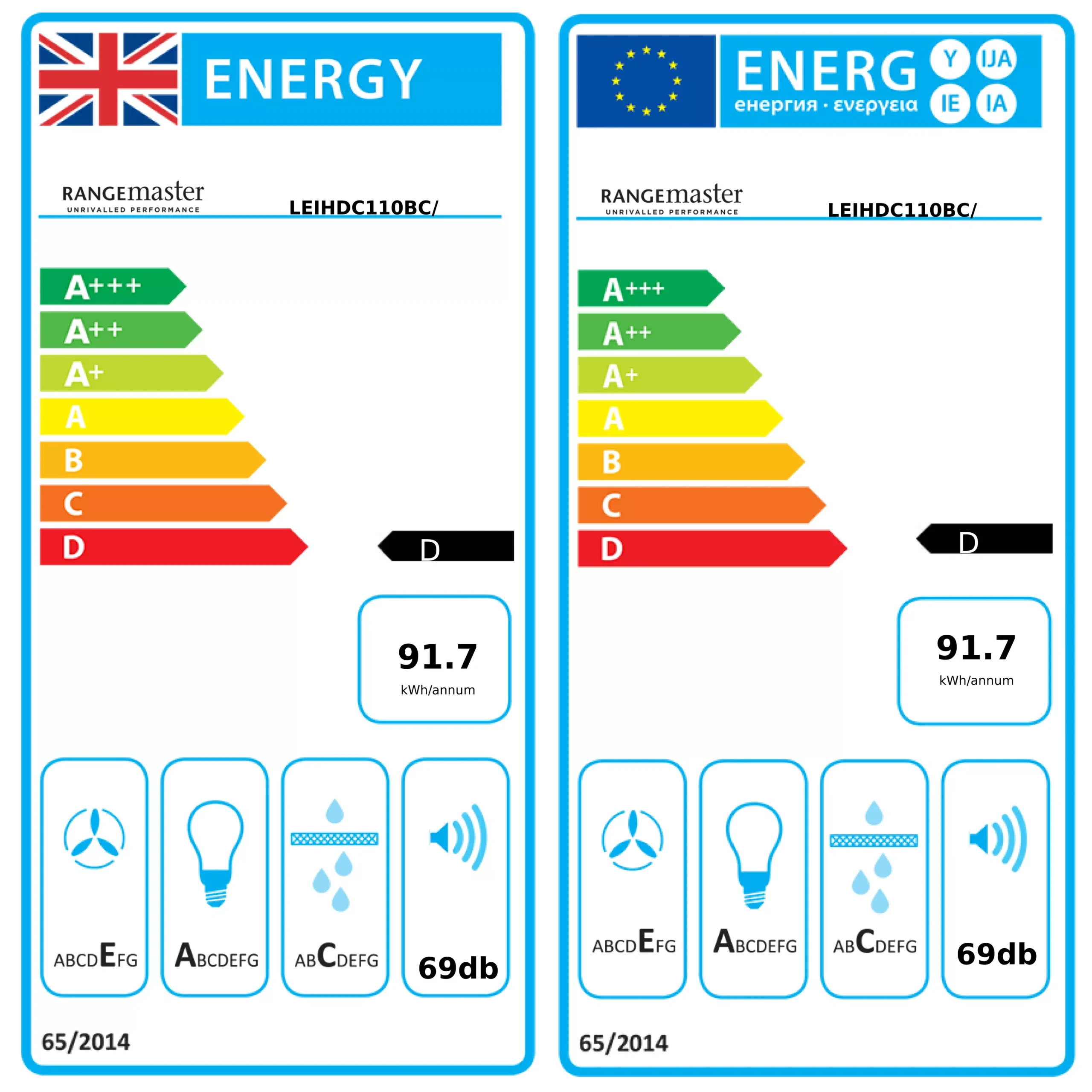 Rangemaster Chimney Hood LEIHDC90BC Black Steel Chimney Cooker Hood, (W)109.8cm 4 Rangemaster Chimney Hood LEIHDC90BC Black Steel Chimney Cooker Hood, (W)109.8cm - Image 2