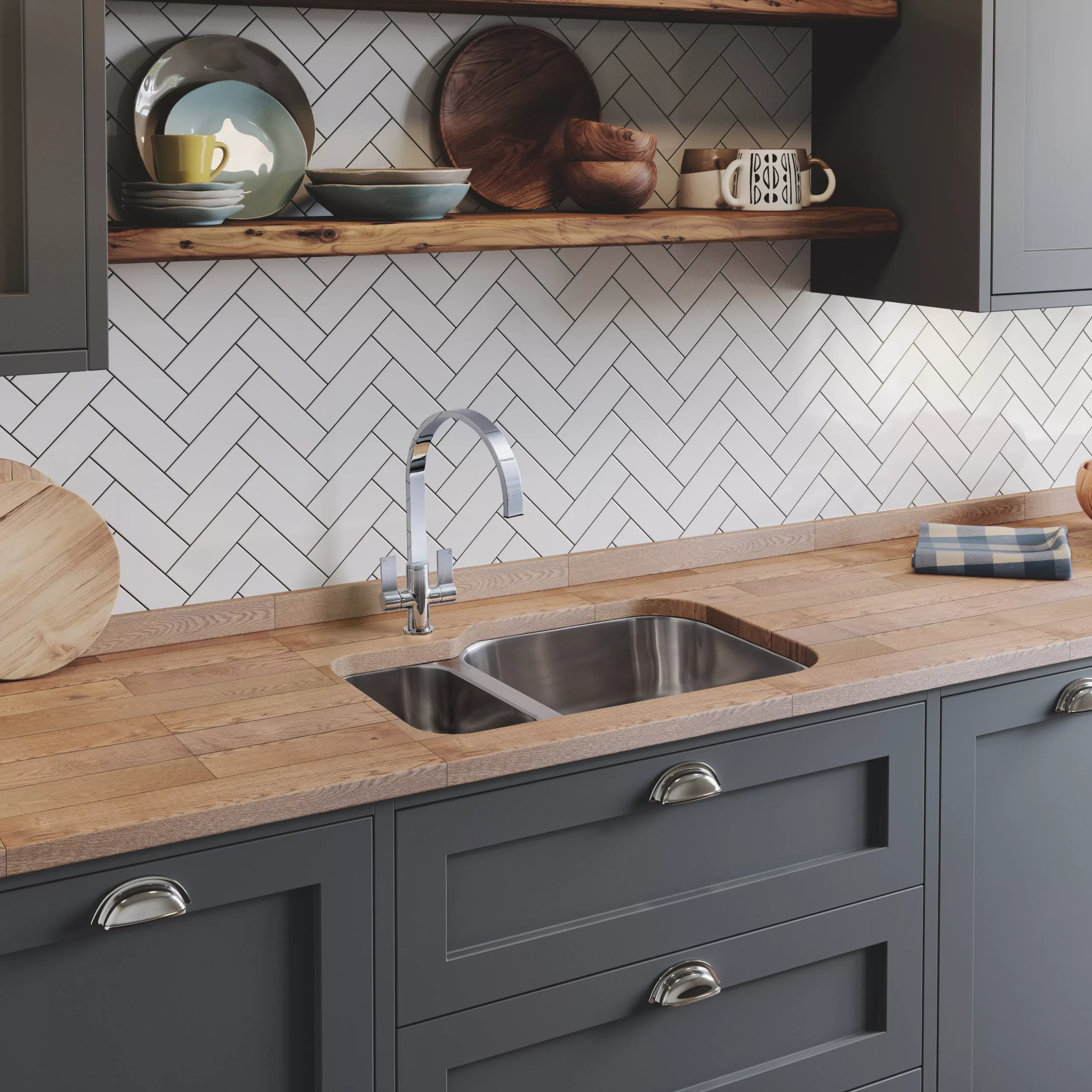 Rangemaster Classic Stainless Steel 1.5 Bowl Sink 472mm X 597mm 4 Rangemaster Classic Stainless Steel 1.5 Bowl Sink 472mm X 597mm - Image 2