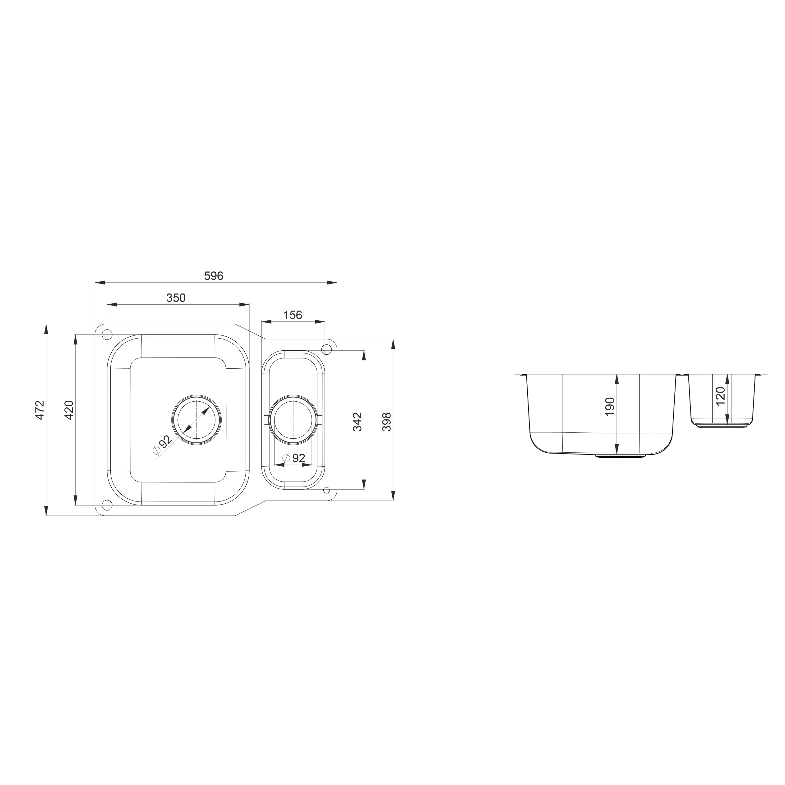 Rangemaster Classic Stainless Steel 1.5 Bowl Sink 472mm X 597mm 5 Rangemaster Classic Stainless Steel 1.5 Bowl Sink 472mm X 597mm - Image 3