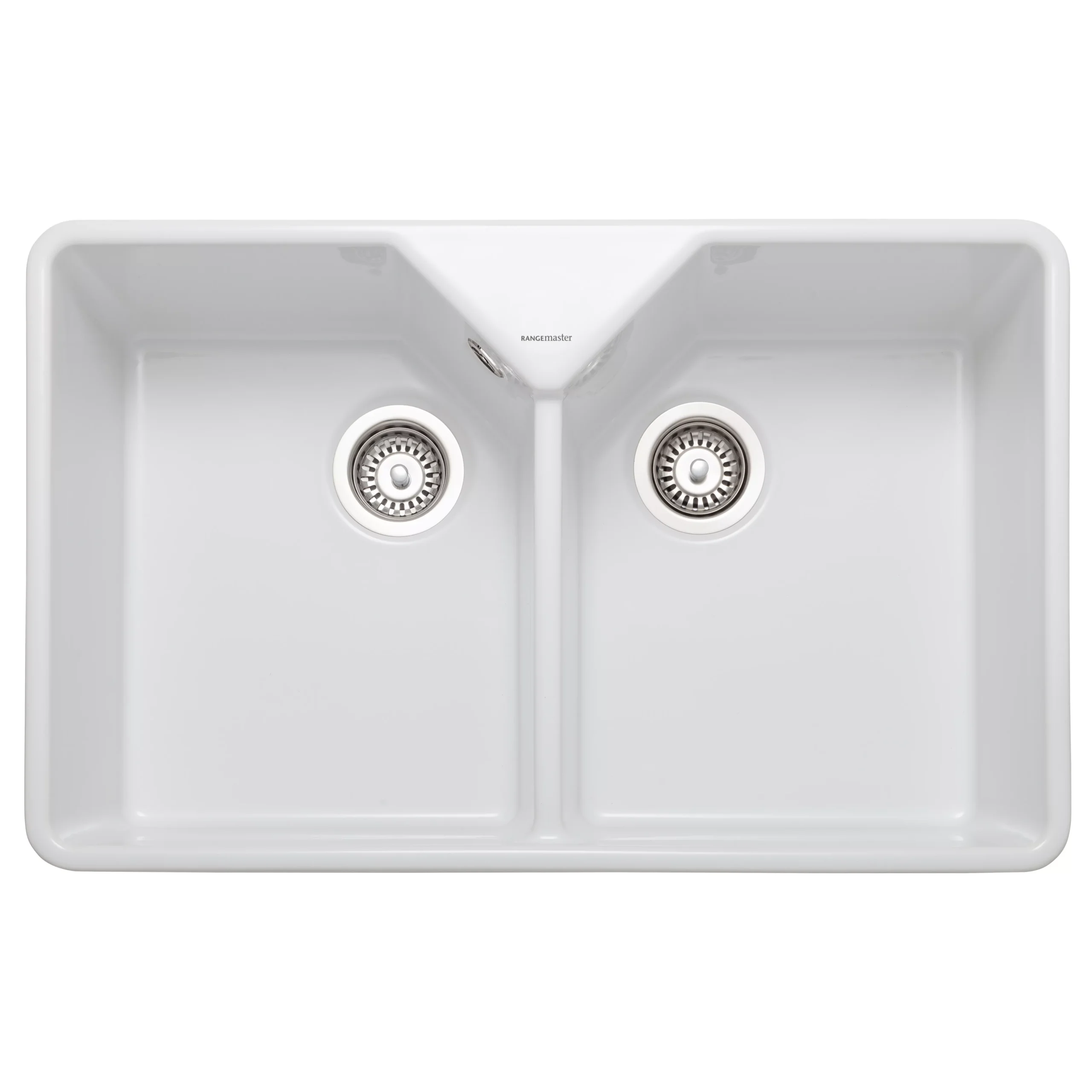 Rangemaster Farmhouse White Ceramic Rectangular 2 Bowl Sink (W)591mm 3 Rangemaster Farmhouse White Ceramic Rectangular 2 Bowl Sink (W)591mm