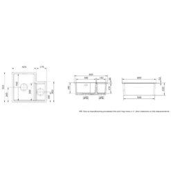 Rangemaster Rustique White Ceramic Rectangular 1.3 Bowl Sink (W)522mm -Prime Kitchen rangemaster rustique white ceramic rectangular 1 3 bowl sink w 522mm5015834049847 01c bq
