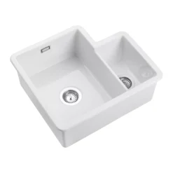 Rangemaster Rustique White Ceramic Rectangular 1.3 Bowl Sink (W)522mm -Prime Kitchen rangemaster rustique white ceramic rectangular 1 3 bowl sink w 522mm5015834049847 03c bq