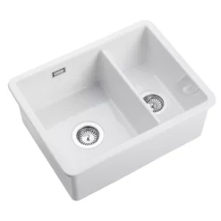Rangemaster Rustique White Ceramic Rectangular 1.5 Bowl Sink (W)430mm -Prime Kitchen rangemaster rustique white ceramic rectangular 1 5 bowl sink w 430mm5015834052236 03c bq