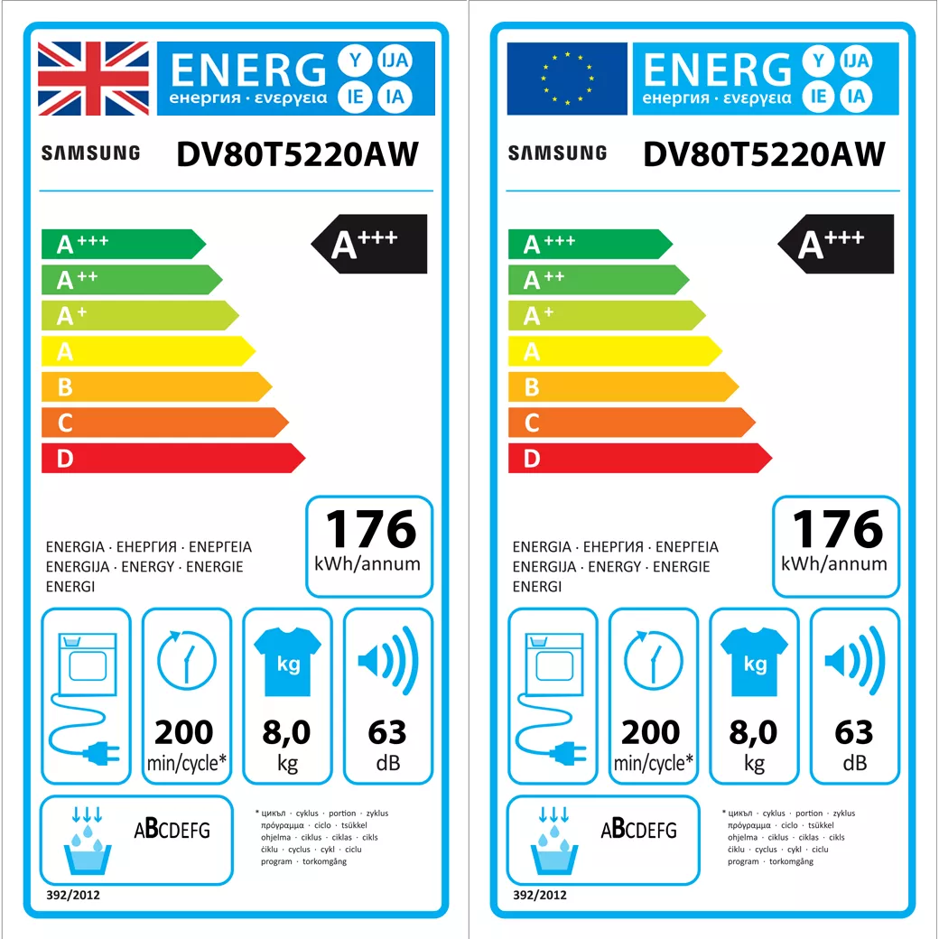 Samsung DV80T5220AW_WH 8kg Freestanding Heat Pump Tumble Dryer - White 4 Samsung DV80T5220AW_WH 8kg Freestanding Heat Pump Tumble Dryer - White - Image 2