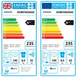 Samsung DV80TA020AE 8kg Freestanding Heat Pump Tumble Dryer - White -Prime Kitchen samsung dv80ta020ae 8kg freestanding heat pump tumble dryer white8806090665608 EUP EN