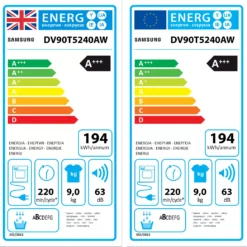 Samsung DV90T5240AW_WH 9kg Freestanding Heat Pump Tumble Dryer - White -Prime Kitchen samsung dv90t5240aw wh 9kg freestanding heat pump tumble dryer white8806090601866 EUP EN
