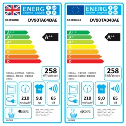 Samsung DV90TA040AE_WH 9kg Freestanding Heat Pump Tumble Dryer - White -Prime Kitchen samsung dv90ta040ae wh 9kg freestanding heat pump tumble dryer white8806090666049 EUP EN