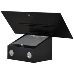 SHY-BLK-90 Tempered Glass Chimney Cooker Hood (W)89.8cm - Black -Prime Kitchen shy blk 90 tempered glass chimney cooker hood w 89 8cm black8020283049918 02c bq