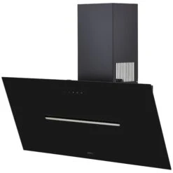SHY-BLK-90 Tempered Glass Chimney Cooker Hood (W)89.8cm - Black -Prime Kitchen shy blk 90 tempered glass chimney cooker hood w 89 8cm black8020283049918 04c bq