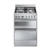 Smeg SUK62MX8_SS 60cm Double Electric & Gas Cooker With Gas Hob - Stainless Steel