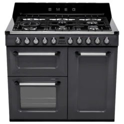 Smeg TR103GR Freestanding Electric & Gas Range Cooker With Gas Hob - Slate Grey -Prime Kitchen smeg tr103gr freestanding electric gas range cooker with gas hob slate grey8017709294229 04c bq