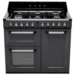 Smeg TR103GR Freestanding Electric & Gas Range Cooker With Gas Hob - Slate Grey -Prime Kitchen smeg tr103gr freestanding electric gas range cooker with gas hob slate grey8017709294229 06c bq