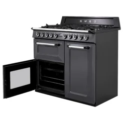 Smeg TR103GR Freestanding Electric & Gas Range Cooker With Gas Hob - Slate Grey -Prime Kitchen smeg tr103gr freestanding electric gas range cooker with gas hob slate grey8017709294229 07c bq