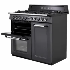 Smeg TR103GR Freestanding Electric & Gas Range Cooker With Gas Hob - Slate Grey -Prime Kitchen smeg tr103gr freestanding electric gas range cooker with gas hob slate grey8017709294229 08c bq