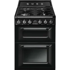 Smeg TR62BL_BK 60cm Double Electric & Gas Cooker With Induction Hob - Black