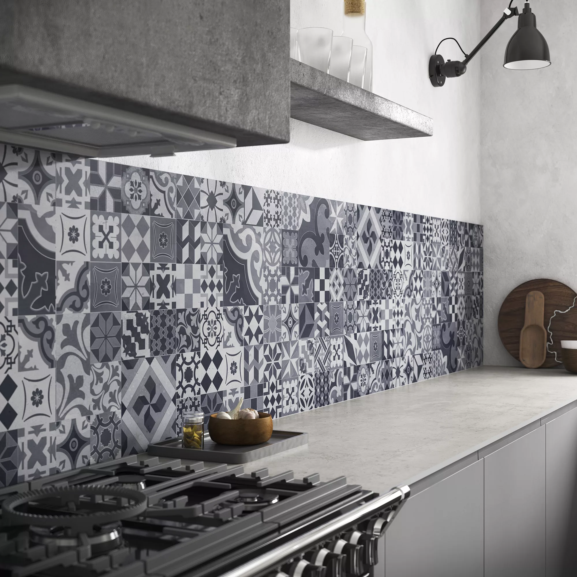 Splashwall Alloy Grey Classic Pattern Mosaic Aluminium Splashback, (H)750mm (W)2440mm (T)4mm 4 Splashwall Alloy Grey Classic Pattern Mosaic Aluminium Splashback, (H)750mm (W)2440mm (T)4mm - Image 2
