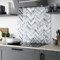 Splashwall Alloy Grey Whitewash Herringbone Aluminium Splashback, (H)800mm (W)600mm (T)4mm -Prime Kitchen splashwall alloy grey whitewash herringbone aluminium splashback h 800mm w 600mm t 4mm5060699097823 01c